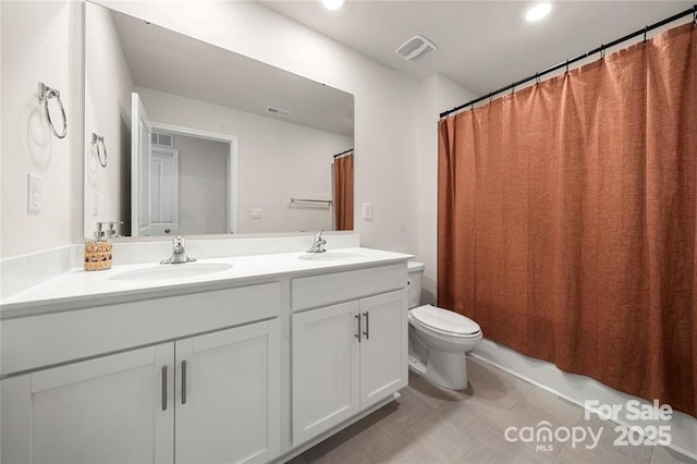 446 Misty Law Ln, Clover, SC 29710 - full bath with double vanity, tile patterned floors, and recessed lighting