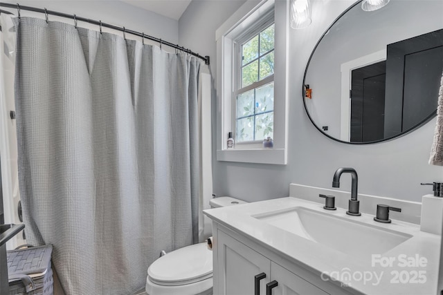 5262 Mckenzie Trl, Conover, NC 28613 - full bath with toilet, vanity, and a shower with shower curtain