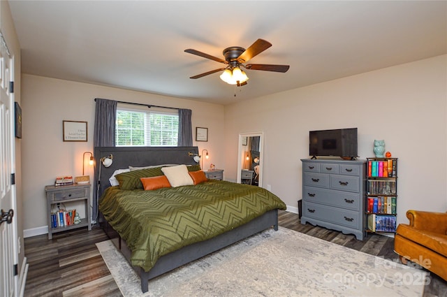 8024 Eagle St, Mount Pleasant, NC 28124 - bedroom featuring dark wood-type flooring, baseboards, and ceiling fan
