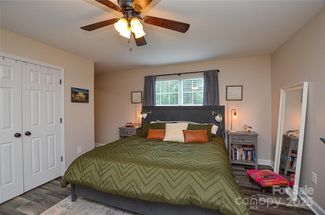 8024 Eagle St, Mount Pleasant, NC 28124 - bedroom with wood finished floors, a ceiling fan, and a closet