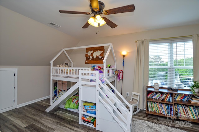8024 Eagle St, Mount Pleasant, NC 28124 - bedroom featuring wood finished floors, baseboards, lofted ceiling, and ceiling fan