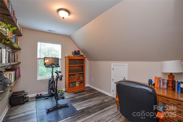 8024 Eagle St, Mount Pleasant, NC 28124 - office area with wood finished floors, baseboards, and vaulted ceiling