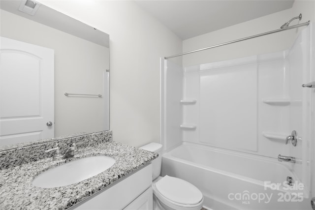 2322 Joes Lake Rd, Shelby, NC 28152 - bathroom featuring toilet, vanity, and shower / washtub combination