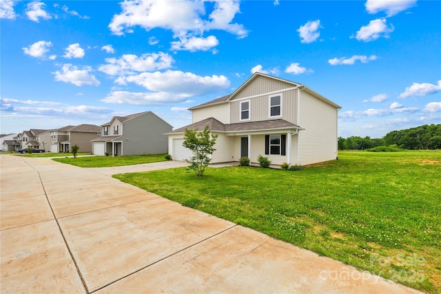 2322 Joes Lake Rd, Shelby, NC 28152 - traditional home with concrete driveway, board and batten siding, a front lawn, a garage, and a residential view