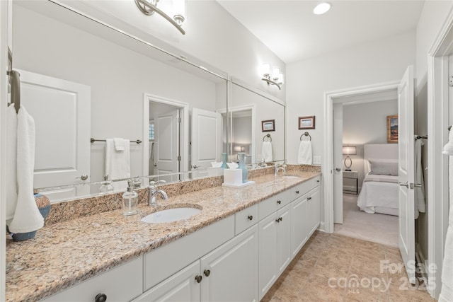 6831 Conservatory Ln, Charlotte, NC 28210 - full bath featuring double vanity, ensuite bathroom, and tile patterned flooring