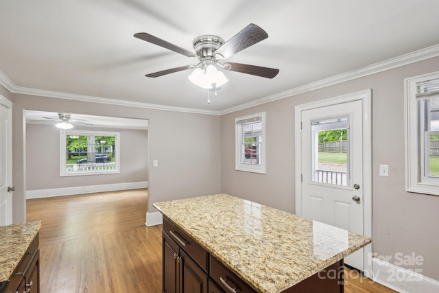 500 Peigler St NW Unit 1 & 2, Concord, NC 28027 - kitchen with plenty of natural light, crown molding, baseboards, and ceiling fan