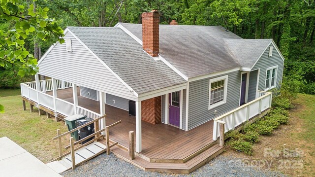 500 Peigler St NW Unit 1 & 2, Concord, NC 28027 - back of property featuring roof with shingles, a chimney, and a wooden deck