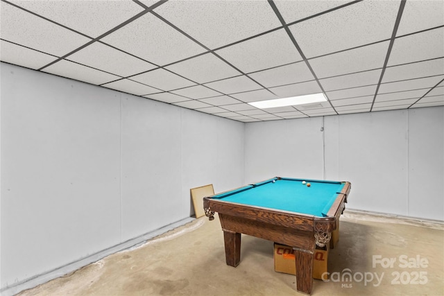 157 E Meadowview Dr, Statesville, NC 28625 - rec room with billiards, a drop ceiling, and concrete flooring