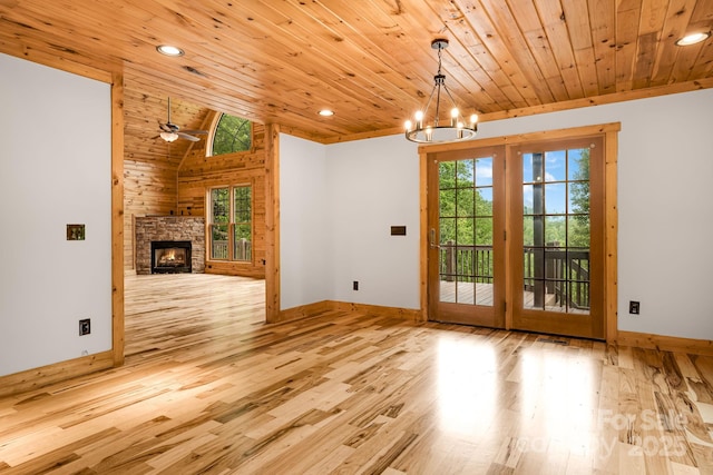 110 Mailon King Rd, Leicester, NC 28748 - entryway featuring wood ceiling, healthy amount of natural light, a chandelier, wood finished floors, and recessed lighting
