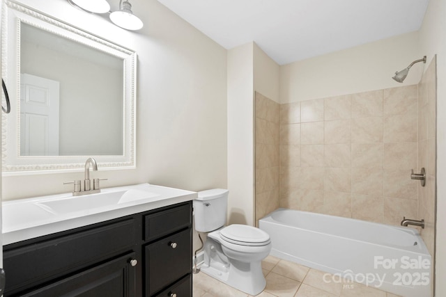 10749 Kingsview Dr, Davidson, NC 28036 - full bathroom with tile patterned floors, toilet, bathing tub / shower combination, and vanity