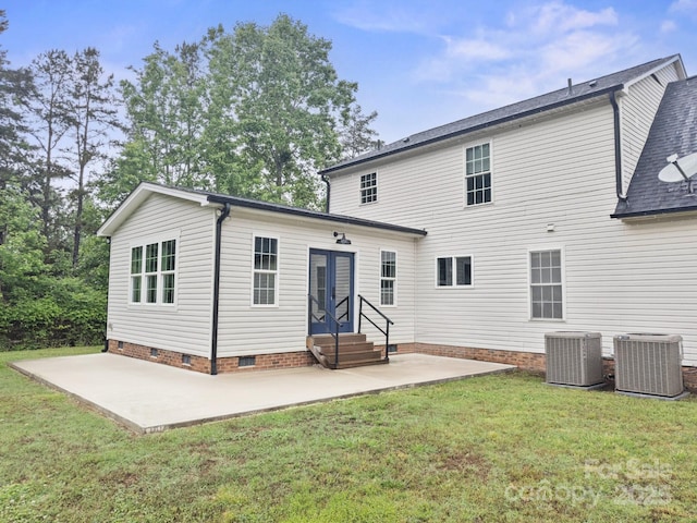 10749 Kingsview Dr, Davidson, NC 28036 - rear view of house with crawl space, central AC, a patio, and entry steps