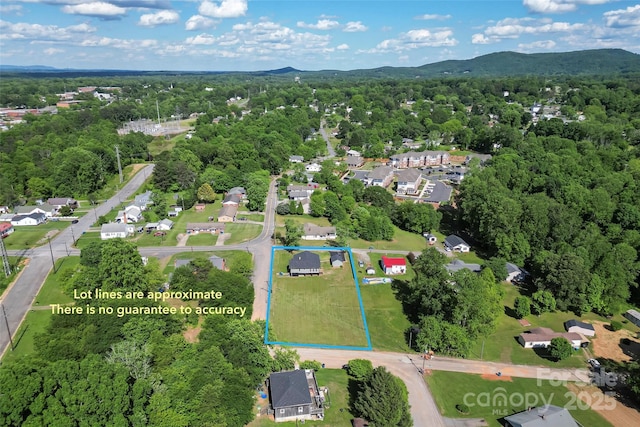 800 Hoyle St SW, Valdese, NC 28690 - aerial view of property's location featuring property boundaries highlighted, mountains, and a forest
