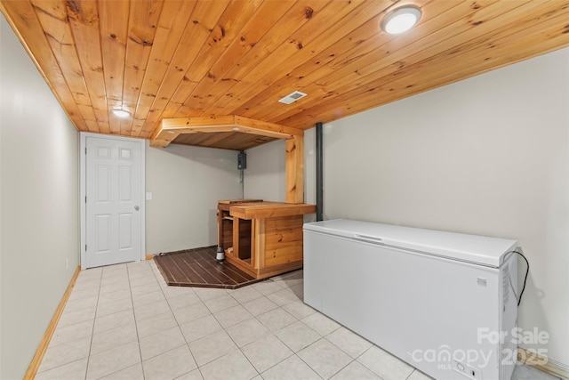 84 Halfmoon Way, Clyde, NC 28721 - clothes washing area with wood ceiling and light tile patterned flooring
