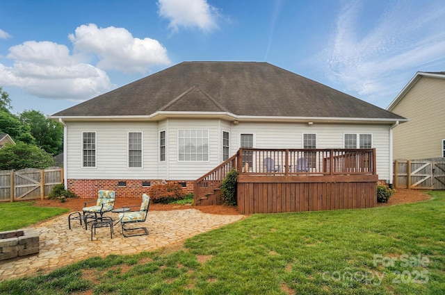129 Daniel Efird Dr, Mount Holly, NC 28120 - back of house featuring a patio area, crawl space, a gate, a deck, and roof with shingles