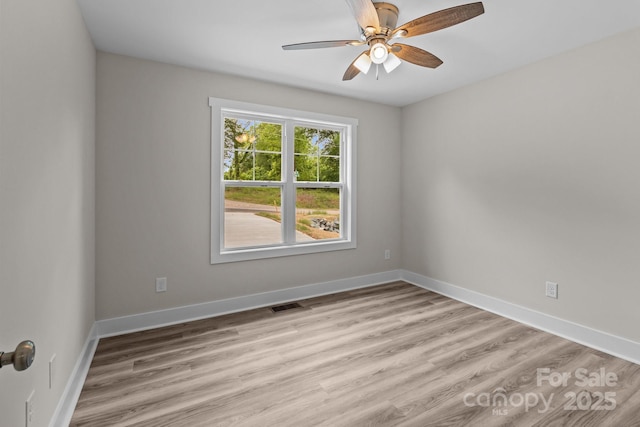 896 Oval St, Kannapolis, NC 28081 - spare room with a ceiling fan, light wood-style floors, and baseboards