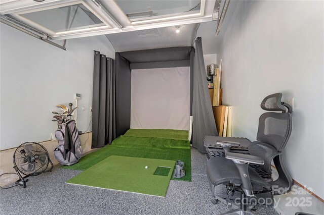 11333 Preservation Ln, Charlotte, NC 28278 - playroom featuring golf simulator and carpet