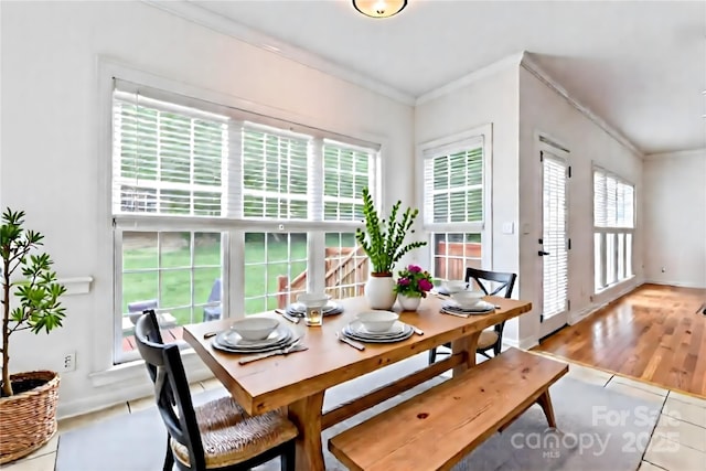 4619 Glasgow Ct, Gastonia, NC 28056 - tiled dining space featuring ornamental molding
