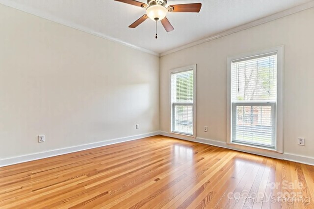 4619 Glasgow Ct, Gastonia, NC 28056 - unfurnished room featuring hardwood / wood-style floors, crown molding, and a ceiling fan