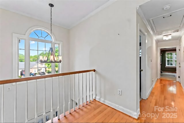 4619 Glasgow Ct, Gastonia, NC 28056 - corridor featuring attic access, light wood finished floors, and plenty of natural light