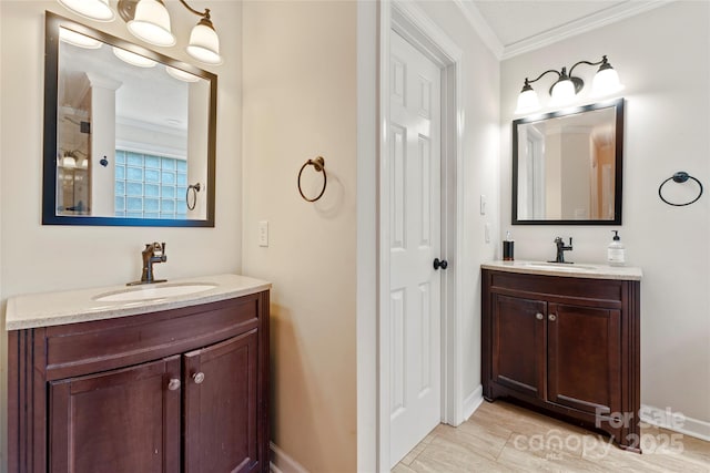 4619 Glasgow Ct, Gastonia, NC 28056 - full bathroom featuring ornamental molding and two vanities