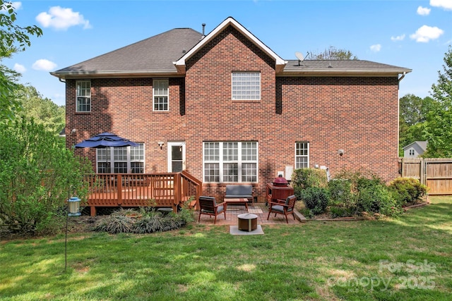 4619 Glasgow Ct, Gastonia, NC 28056 - back of house with a patio area, a wooden deck, brick siding, and an outdoor hangout area