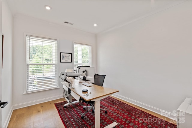 1381 Regions Blvd, Fort Mill, SC 29707 - home office with wood-type flooring, baseboards, and recessed lighting