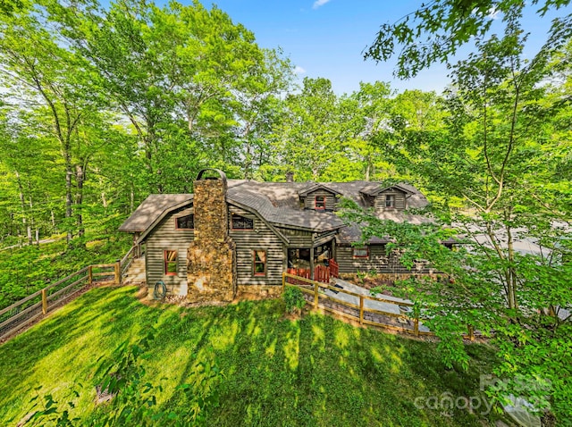 214 Hubert Mccall Rd, Balsam Grove, NC 28708 - rear view of house featuring a chimney and a shingled roof