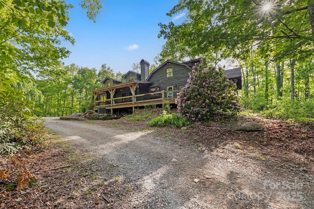 214 Hubert Mccall Rd, Balsam Grove, NC 28708 - view of front of house with a wooden deck