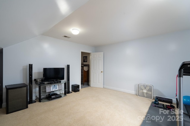 201 Vanderbilt Blvd, Locust, NC 28097 - exercise area with carpet floors, baseboards, and vaulted ceiling