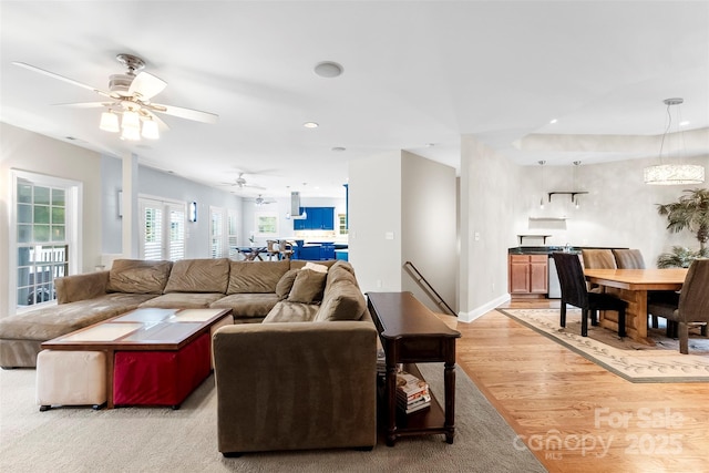 5418 Commodore Pl, Clover, SC 29710 - living area featuring light wood-style floors, recessed lighting, and ceiling fan