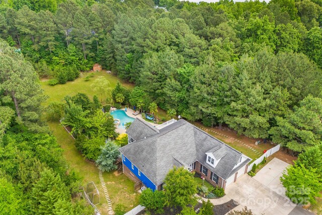 5418 Commodore Pl, Clover, SC 29710 - aerial view of property and surrounding area with a forest and a pool area