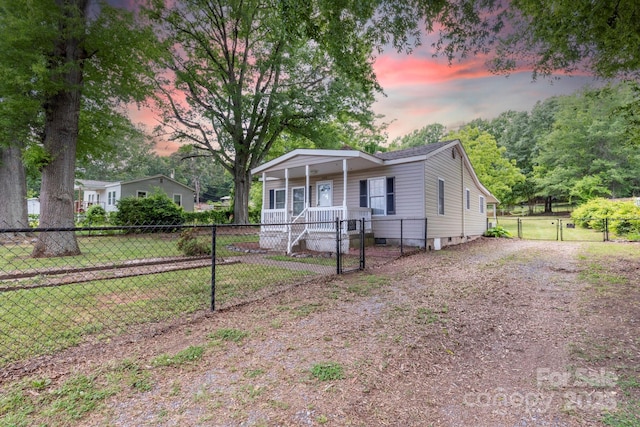 205 Stowe Acres Rd, Kings Mountain, NC 28086 - ranch-style home with a gate and covered porch