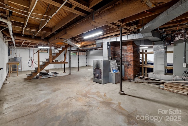 24501 Canton Rd, Albemarle, NC 28001 - unfinished basement with stairs and water heater
