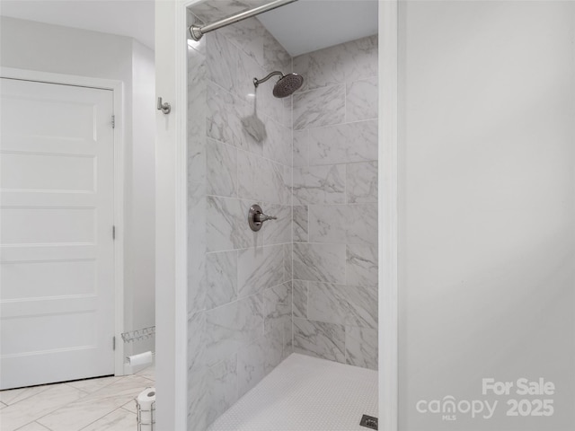155 Pebble Ridge Rd, Spruce Pine, NC 28777 - bathroom with a stall shower and marble finish flooring