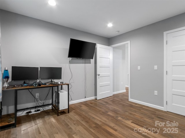 155 Pebble Ridge Rd, Spruce Pine, NC 28777 - office area featuring wood finished floors, baseboards, and recessed lighting
