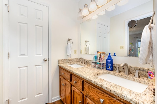 3049 Stablegate Dr, Gastonia, NC 28052 - bathroom with a chandelier and double vanity