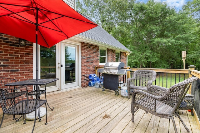 3049 Stablegate Dr, Gastonia, NC 28052 - wooden deck featuring area for grilling and outdoor dining space