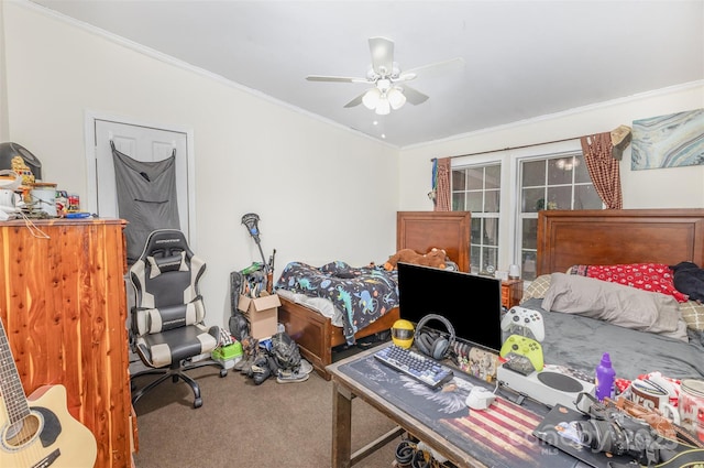 403 Carpenter Parker Ln, Rock Hill, SC 29730 - carpeted bedroom featuring ornamental molding and a ceiling fan