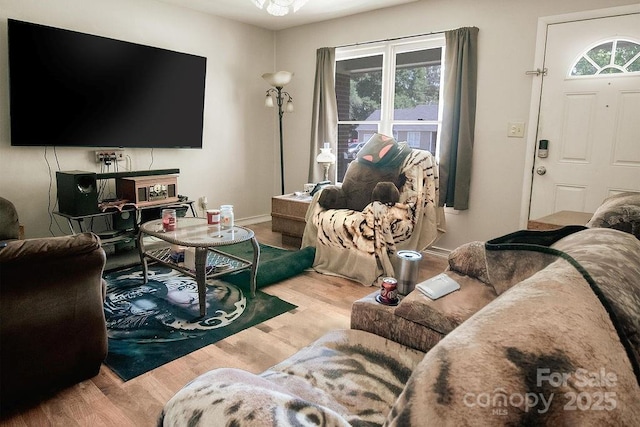 305 Ridge Manor Dr, Raeford Township, NC 28376 - living area with wood finished floors and baseboards