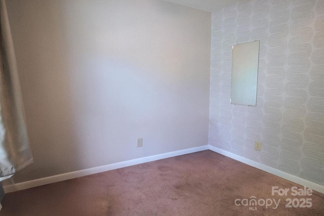 305 Ridge Manor Dr, Raeford Township, NC 28376 - unfurnished room featuring dark carpet, baseboards, and wallpapered walls