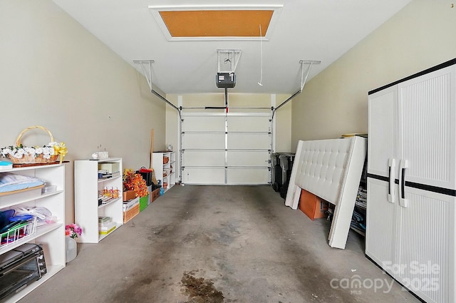 garage with a garage door opener