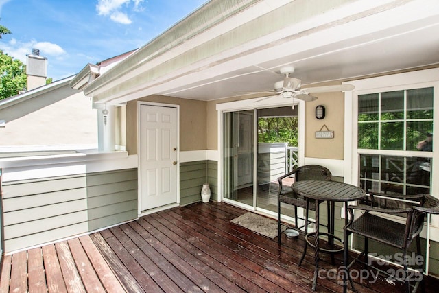 deck featuring a ceiling fan