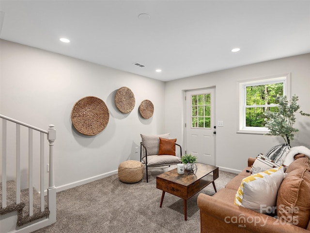 16 Emerson Poore Dr, Candler, NC 28715 - living room with baseboards, carpet flooring, and recessed lighting