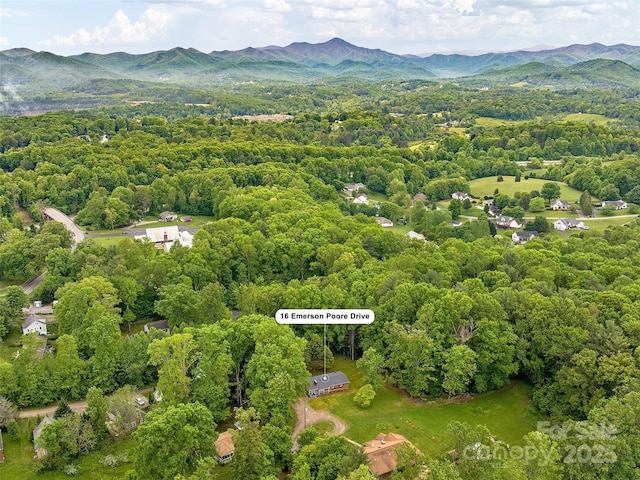 16 Emerson Poore Dr, Candler, NC 28715 - bird's eye view of a heavily wooded area and a mountain backdrop