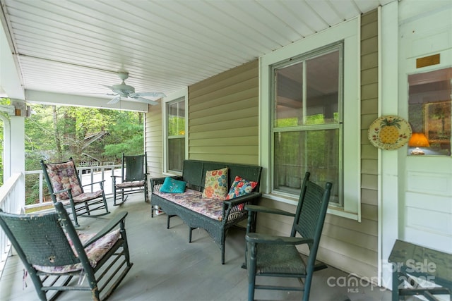 223 Assembly Dr, Montreat, NC 28757 - view of patio featuring a ceiling fan and outdoor lounge area