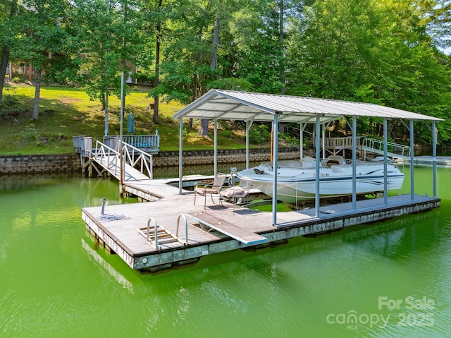 357 Lentz Landing Ln, Nebo, NC 28761 - dock featuring a water view and view of wooded area