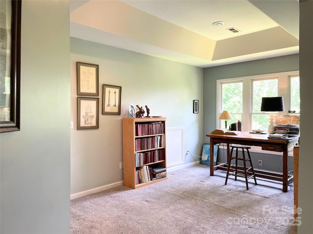 357 Lentz Landing Ln, Nebo, NC 28761 - carpeted office space featuring a raised ceiling and baseboards