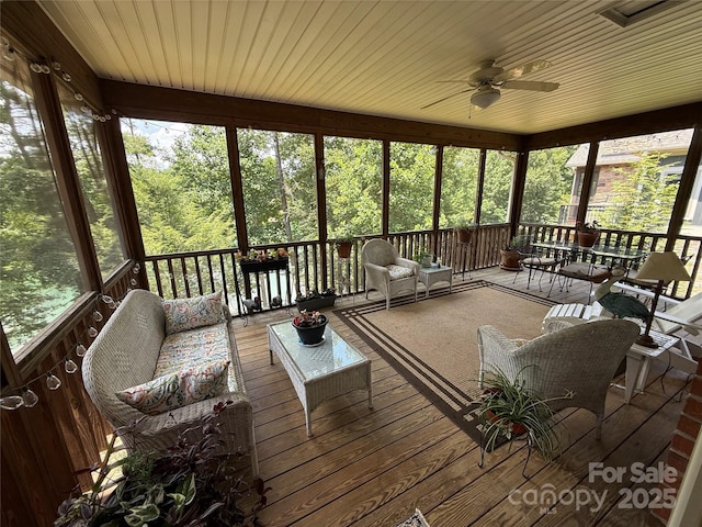 357 Lentz Landing Ln, Nebo, NC 28761 - sunroom / solarium featuring an outdoor hangout area and ceiling fan