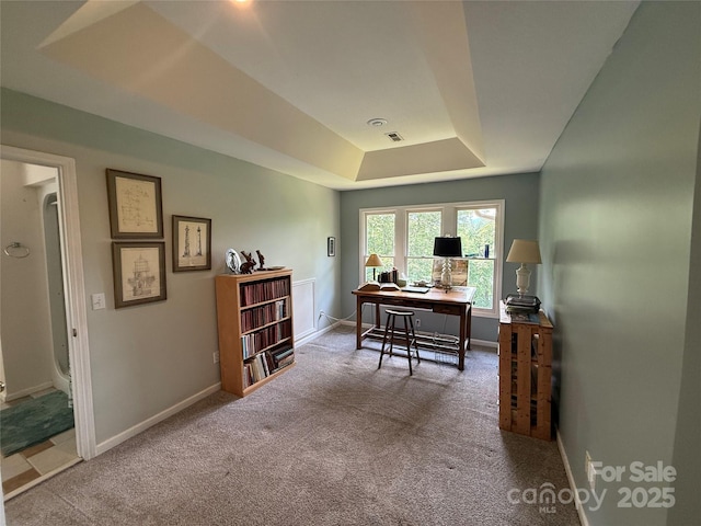 357 Lentz Landing Ln, Nebo, NC 28761 - carpeted office featuring a raised ceiling and baseboards