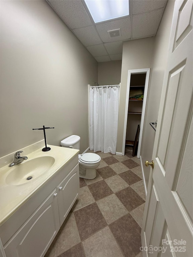 357 Lentz Landing Ln, Nebo, NC 28761 - bathroom with a drop ceiling, vanity, and a shower with curtain